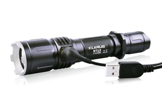 Klarus XT12 Rechargeable Flashlight - with CREE XM-L2 U2 LED - 930 Lumens - Black Body - Uses 2 x CR123A or 1 x 18650