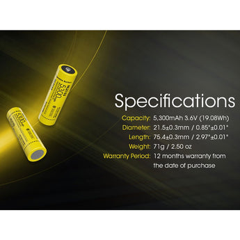 Nitecore NL2153 21700 5300mAh 3.6V Protected Lithium Ion (Li-ion) Button Top Battery