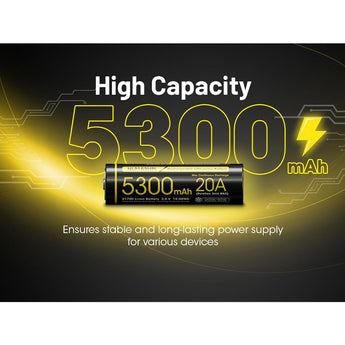 Nitecore NL2153HPi 21700 5300mAh 3.6V i Series Protected Lithium Ion (Li-ion) Button Top Battery