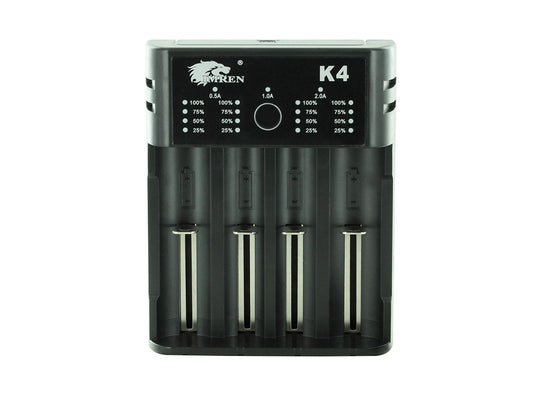 IMREN K4 4-Channel Smart Charger - front-facing view with 4 bays
