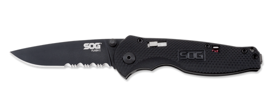 Flash I - Partially Serrated, Black TiNi