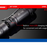 JETBeam E10R USB Rechargeable Flashlight - CREE XP-L HI LED - 650 Lumens - Uses 1 x AA or 1 x 14500