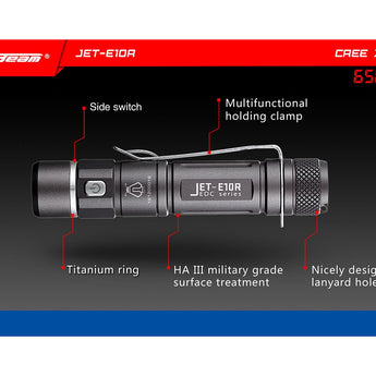 JETBeam E10R USB Rechargeable Flashlight - CREE XP-L HI LED - 650 Lumens - Uses 1 x AA or 1 x 14500