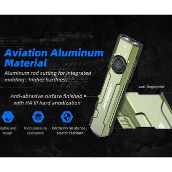 JETBeam E26 UV Kunai USB-C Rechargeable LED Flashlight - 2000 Lumens - Luminus SST40 - Uses Built-in 1700mAh Li-Poly Battery Pack - Military Grey, Military Green, Orange