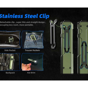 JETBeam E26 UV Kunai USB-C Rechargeable LED Flashlight - 2000 Lumens - Luminus SST40 - Uses Built-in 1700mAh Li-Poly Battery Pack - Military Grey, Military Green, Orange