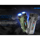 Jetbeam E28 USB-C Rechargeable LED Flashlight - 3300 Lumens - Spot, Flood, RGB Sidelight, UV, and Green Laser - Includes 2 x 3500mAh 18650 - Green or Gray