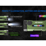 Jetbeam E28 USB-C Rechargeable LED Flashlight - 3300 Lumens - Spot, Flood, RGB Sidelight, UV, and Green Laser - Includes 2 x 3500mAh 18650 - Green or Gray