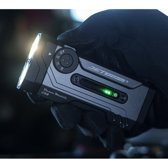 Jetbeam E28 USB-C Rechargeable LED Flashlight - 3300 Lumens - Spot, Flood, RGB Sidelight, UV, and Green Laser - Includes 2 x 3500mAh 18650 - Green or Gray