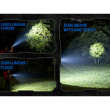 Jetbeam E28 USB-C Rechargeable LED Flashlight - 3300 Lumens - Spot, Flood, RGB Sidelight, UV, and Green Laser - Includes 2 x 3500mAh 18650 - Green or Gray