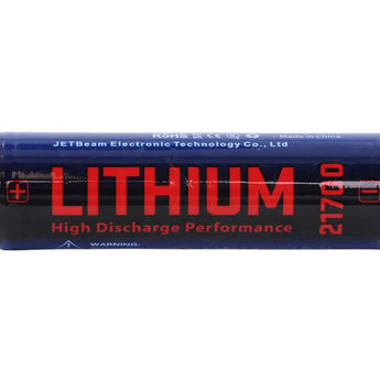 JETBEAM HL51 21700 HORIZONTAL SHOWING LITHIUM LABEL SIDE