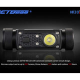 JETBeam HR30 USB-C Rechargeable Headlamp - SST40 N5 White LED with 2 x Red LEDs - 950 Lumens - Uses 1 x 18650 (Included) or 1 x Unprotected 20700 or 2 x CR123As