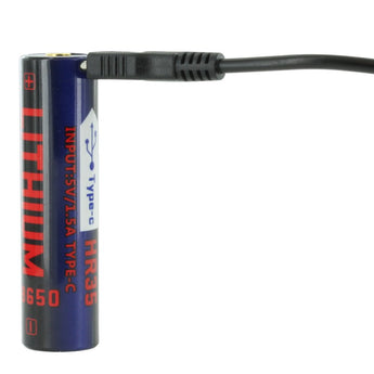 JETBeam HR35 18650 3500mAh 3.7V Protected Lithium Ion (Li-ion) Button Top Battery with Built-in USB-C Charging Port