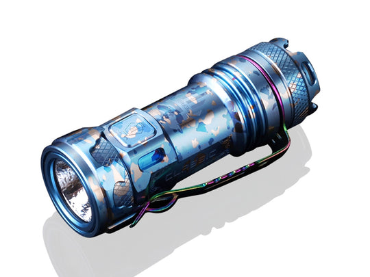 Jetbeam II PRO Ti LED Flashlight - CREE XP-L HI LED -  510 Lumens - Titanium Body - Uses 1x CR123A or 16340 - Blue Camo