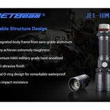 JETBeam IIIM Pro 2017 Version Tactical Flashlight - CREE XHP35 E2 LED - 1450 Lumens - Uses 1 x 18650 (Included) or 2 x CR123A