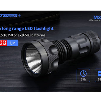 JETBeam M30 LED Flashlight - Luminus SST70 - 3000 Lumens - Includes 2 x USB-C Rechargeable 18350