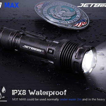 JETBeam M37 Max USB-C Rechargeable LED Flashlight - 5000 Lumens - CREE XHP70.3 HI - Includes 1 x 21700