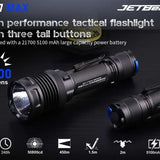 JETBeam M37 Max USB-C Rechargeable LED Flashlight - 5000 Lumens - CREE XHP70.3 HI - Includes 1 x 21700