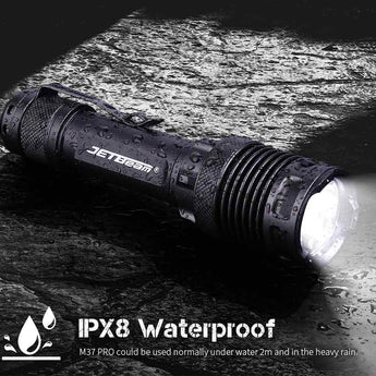 JETBeam M37 Pro USB-C Rechargeable LED Flashlight - CREE XHP50.3 - 3700 Lumens - Includes 1 x 21700 - Military Grey or Military Green