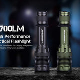 JETBeam M37 Pro USB-C Rechargeable LED Flashlight - CREE XHP50.3 - 3700 Lumens - Includes 1 x 21700 - Military Grey or Military Green