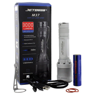 JETBeam M37 Crossbow LED Flashlight - CREE XHP50.3 - 3000 Lumens - Includes 1 x USB-C Rechargeable 18650 - White