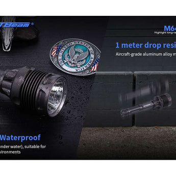 JetBeam M64 USB-C Rechargeable LED Search Light - Luminus SBT-90 - 6800 Lumens - Includes 2 x 21700