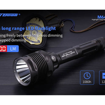 JetBeam M64 USB-C Rechargeable LED Search Light - Luminus SBT-90 - 6800 Lumens - Includes 2 x 21700