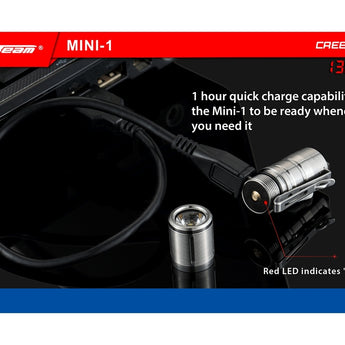 JETBeam Mini-1 Ti USB Rechargeable Titanium Keylight - CREE XP-G2 LED - 130 Lumens - Includes 1 x 10180