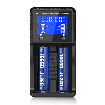 Jetbeam Q2 2-Channel Smart Charger for Li-ion, Ni-Cd, & NiMH Batteries