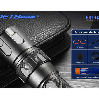 Jetbeam RRT-M2S White Laser Tactical Flashlight - 480 Lumens - Includes 1 x 5100mAh 21700