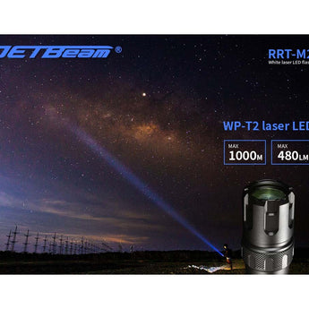 Jetbeam RRT-M2S White Laser Tactical Flashlight - 480 Lumens - Includes 1 x 5100mAh 21700