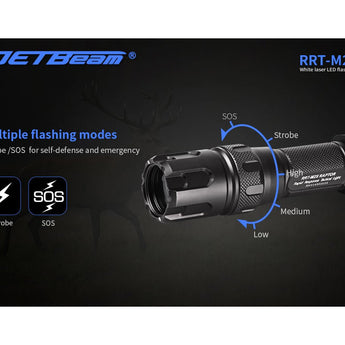 Jetbeam RRT-M2S White Laser Tactical Flashlight - 480 Lumens - Includes 1 x 5100mAh 21700