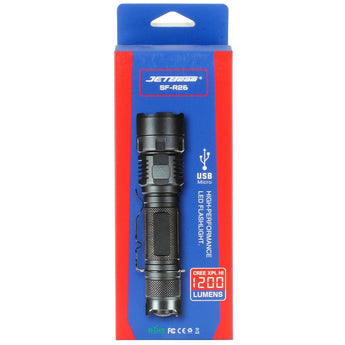JETBeam SF-R26 USB Rechargeable Flashlight - CREE XP-L HI LED - 1200 Lumens - Uses 1 x 18650 (Included) or 2 x CR123As