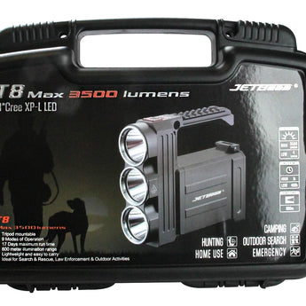 JETBeam T8 Professional Outdoor Searchlight - 3 x CREE XP-L LED - 3500 Lumens - Includes Battery Pack