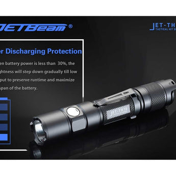 JETBeam TH15 Tactical Rechargeable Flashlight - CREE XHP35 E2 - 1300 Lumens - Uses 1 x 18650 (included) or 2 x CR123A