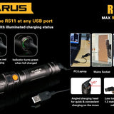 Klarus RS11 Rechargeable Flashlight - CREE XM-L2 LED - 930 Lumens - Uses 2 x CR123A or 1 x 18650