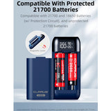 Klarus K2A 3-in-1 2-Bay Smart Charger, Power Bank and Battery Holder for 18650, 20700, and 21700 Batteries