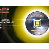 Acebeam K75 2.0 Ultra-High Performance Handheld Searchlight - LUMINUS SBT-90.2 - 6300 Lumens - Uses 4 x 18650