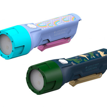Ledlenser KidBeam4 LED Flashlight - 70 Lumens - Uses 2 x AAA - Dinosaur Green or Rainbow Purple