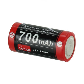 Klarus UR70 16340 700mAh 3.7V Protected Lithium Ion (Li-Ion) Button Top Battery with Micro USB Charging Port - Plastic Case