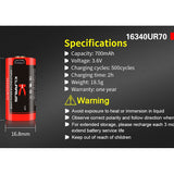 Klarus UR70 16340 - Specifications Slide