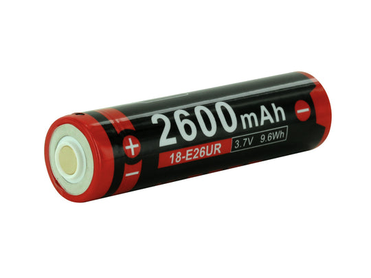 Klarus 18-E26UR 18650 2600mAh 3.7V 6A Protected Lithium Ion (Li-Ion) Button Top Battery with Micro USB Charging Port