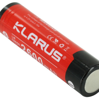 Klarus 18650 2600mAh 3.7V Lithium Ion (Li-ion) Protected Button Top Battery - Plastic Box (18650BAT-26)