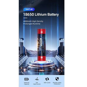 Klarus 18GT-40 18650 4000mAh 3.6V 10A Protected Lithium Ion (Li-ion) Button Top Battery
