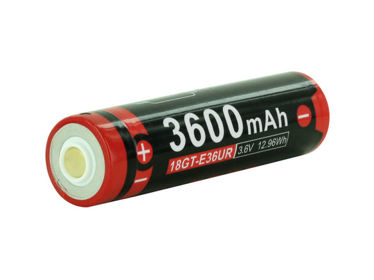 Klarus 18GT-E36UR 18650 3600mAh 3.6V Protected Lithium Ion (Li-ion) Button Top Battery with Micro USB Charging Port for E1