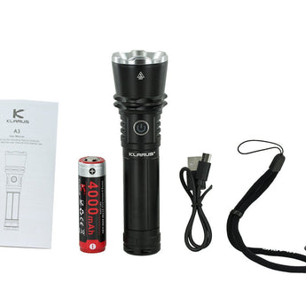 Klarus A3 USB-C Rechargeable Zoomable LED Flashlight - 2200 Lumens - Includes 1 x 21700