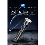 Klarus A3 USB-C Rechargeable Zoomable LED Flashlight - 2200 Lumens - Includes 1 x 21700