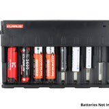 klarus c8 charger with batteries propped up vertically