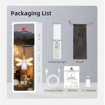 Klarus CL2 USB-C Rechargeable LED Lantern - 750 Lumens - Uses Built-in 10400mAh Li-ion Battery Pack - Light Grey, Ivory White, Lake Green, and Jungle Green Colors