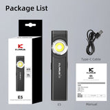 Klarus E5 USB-C Rechargeable EDC LED Flashlight - 470 or 600 Lumens - Uses Built-in 450mAh Li-ion Battery Pack - Multiple Color Options