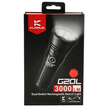 Klarus G20L Dual Switch Rechargeable Flashlight - CREE XHP70.2 P2 LED - 3000 Lumens - Includes 1 x 26650